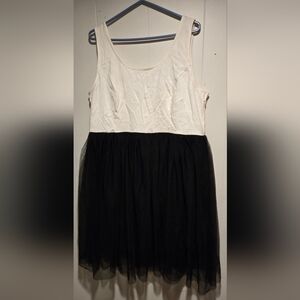 Black and White Strapless Dress